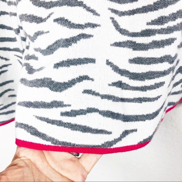 Anthro 🔥SALE🔥 Anthropologie Lizzie gray and white zebra mock turtleneck sweater - Picture 11 of 11